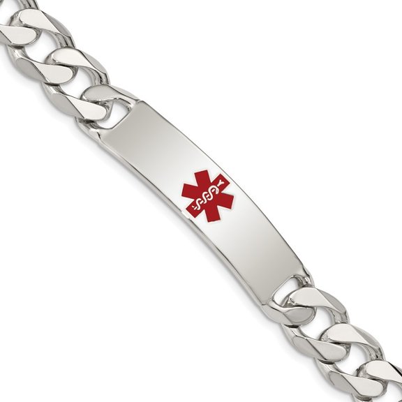 Sterling Silver Polished Medical Curb Link ID Bracelet - 33.6 Grams - 7.5 Inch - Measures 11mm Wide