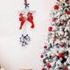 thumbnail image 5 of Fiudx Liquidación de ofertas flash Colgante de campana de Navidad, dorado, plateado, con estrella roja de cinco puntas, ángel y campana, accesorios para árbol de Navidad, 5 of 6