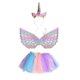 thumbnail image 1 of 3pcs In 1 Set Unicorn Dress Colorful Girls Dress With Unicorn Hairband And Wing For Festival Birthday Carnival, 1 of 2
