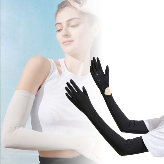 UPF 50  Full Finger Sun Protective Arm Sleeves with Integrated Gloves for Outdoor Cycling Driving Sports and Summer Travel Activities