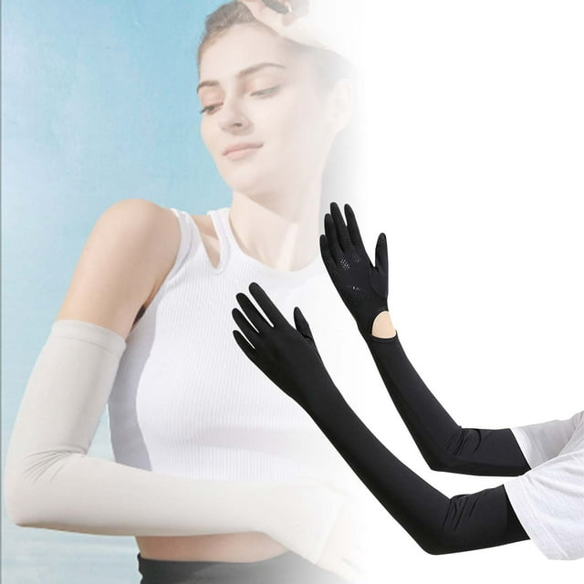 Manchons de Protection Solaire UPF 50+ avec Gants à Doigts Complets pour Cyclisme Extérieur Sports Conduite et Activités d'Été