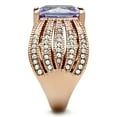 thumbnail image 3 of Womens Rose Gold Ring Anillo Para Mujer 316L Stainless Steel Ring with AAA Grade CZ in Light Amethyst Cori, 3 of 4