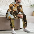 thumbnail image 7 of Susaid Daisy Flower Field Cow Print Men's Long Sleeve Pajama Set, Two-Piece Button-Down Loungewear PJs Set, Comfortable Sleepwear for Relaxation-Large, 7 of 7