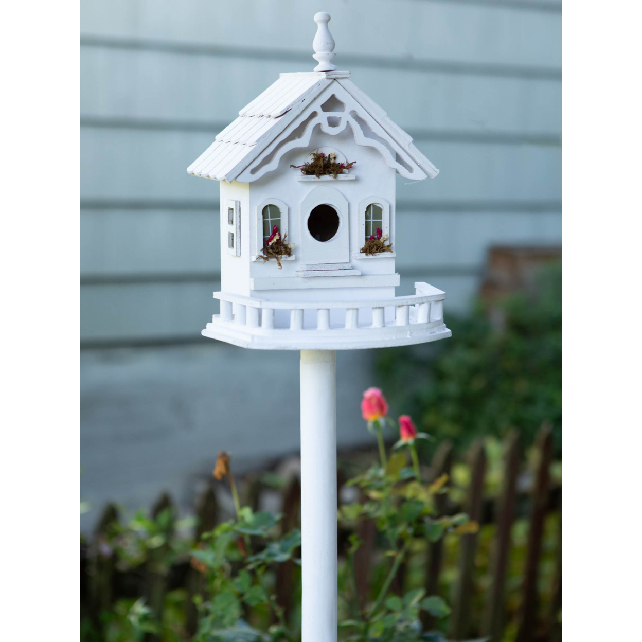 Home Decorative Victorian Pedestal Bird House - White - image 3 of 6