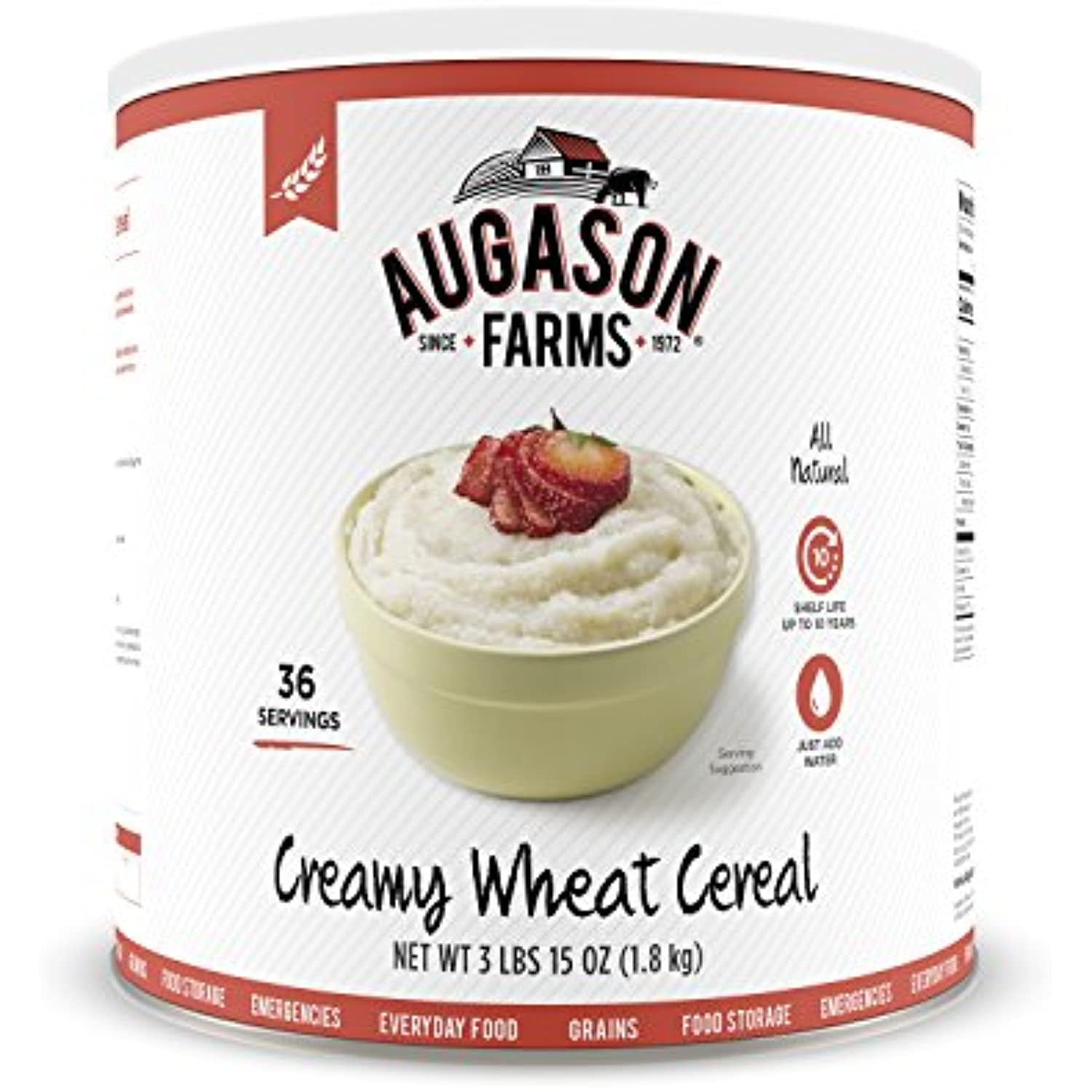 Augason Farms Creamy Wheat Cereal 3 Lbs 15 Oz No. 10 Can
