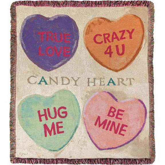 Manual Woodworkers & Weavers ATCDHR 50 x 60 in. Candy Hearts DGI Tapestry Throw Blanket