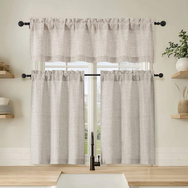 OVZME Judy Faux Linen Cafe Curtains, 30x36, Set of 2 photo 7