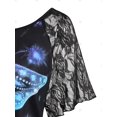 thumbnail image 4 of Camiseta con Estampado de Mariposa en Talla Extra con Mangas de Raglán Rosegal Camisetas tallas grandes, 4 of 5