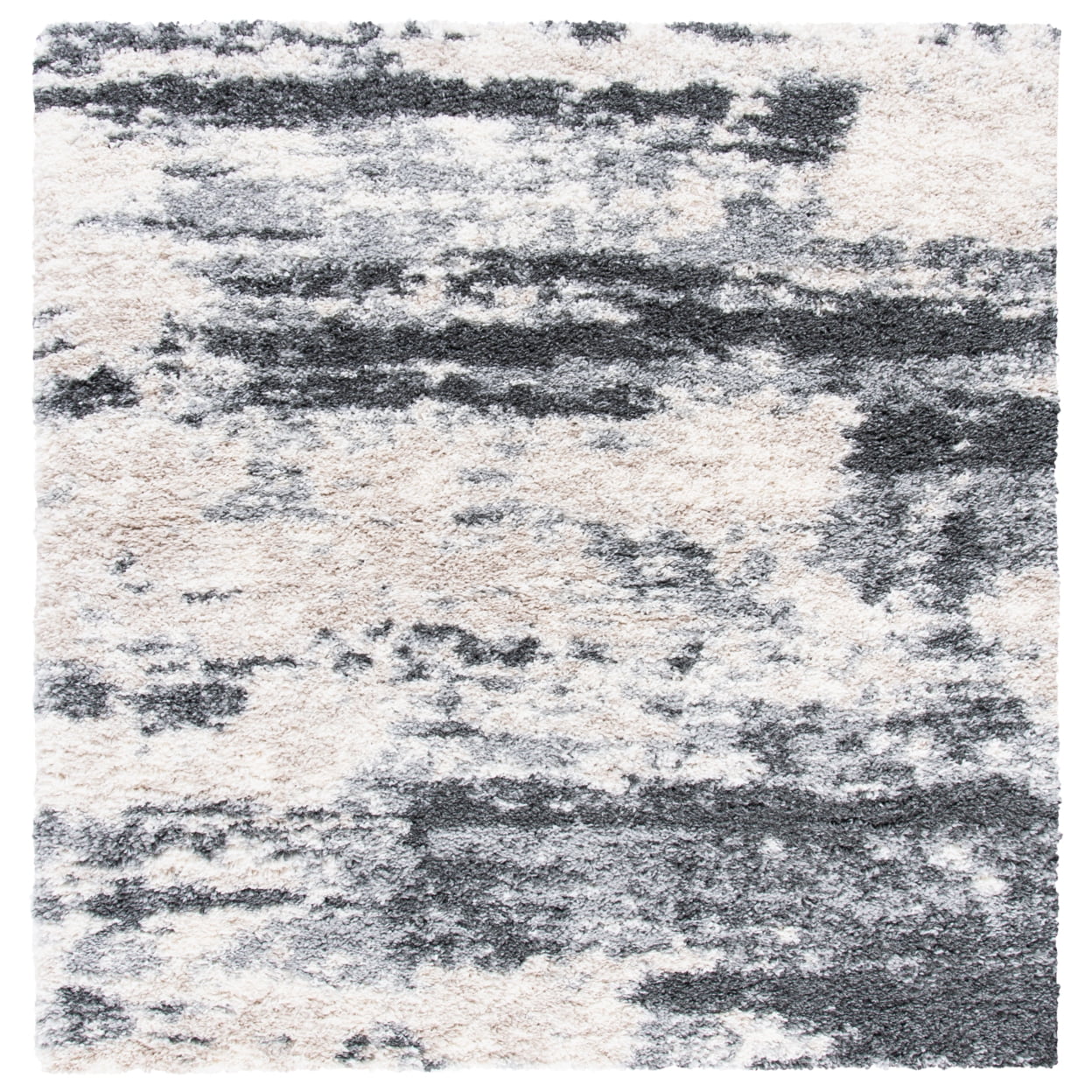 SAFAVIEH Fontana Shag Dara Abstract Plush Area Rug, Grey/Ivory, 11' x 15'