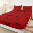 thumbnail image 4 of Homewish Simple Halloween Bat Bed Sheets,Tiny Bow Print Full Size Sheets,Red Black,4pcs,1 Flat Sheet,1 Fitted Sheet and 2 Pillowcases, 4 of 6