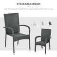 thumbnail image 5 of Outsunny 2 Stackable Outdoor Dining Chairs, Cushioned Patio Wicker Dining Chairs, Cream White, 5 of 9