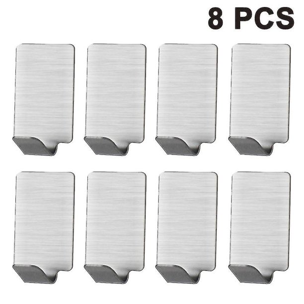 8 ganchos adhesivos de acero inoxidable, gancho adhesivo súper fuerte, para colgar en la pared para abrigos, sombreros, bolsos, llaves, toallas u otros artículos pequeños
