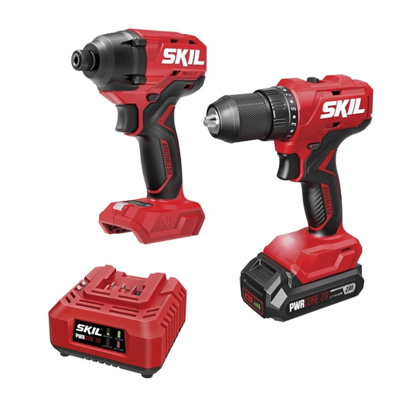 SKIL 20V Brushless Drill Driver & Impact Driver Combo Kit Including 20V 2.0Ah battery and Charger-CB8002B-10