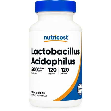 Nutricost Lactobacillus Acidophilus 500 Million CFU Per Serving (120 Capsules)