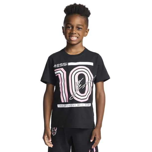 Remera de algodón con estampa gráfica slim fit para niño Messi, talle 8