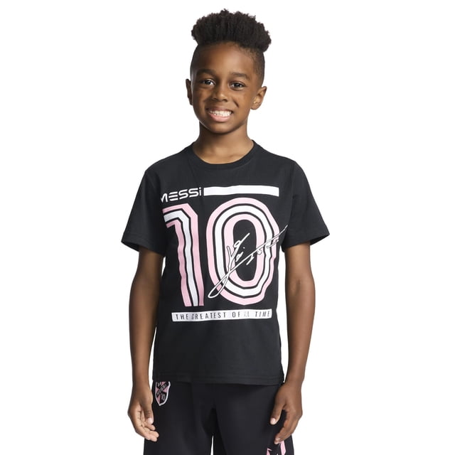 Remera de algodón con estampa gráfica slim fit para niño Messi, talle 8