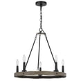 thumbnail image 2 of Stomy 23 Inch Chandelier, Brown Wood Wheel Design, Black Metal Chain, 2 of 7