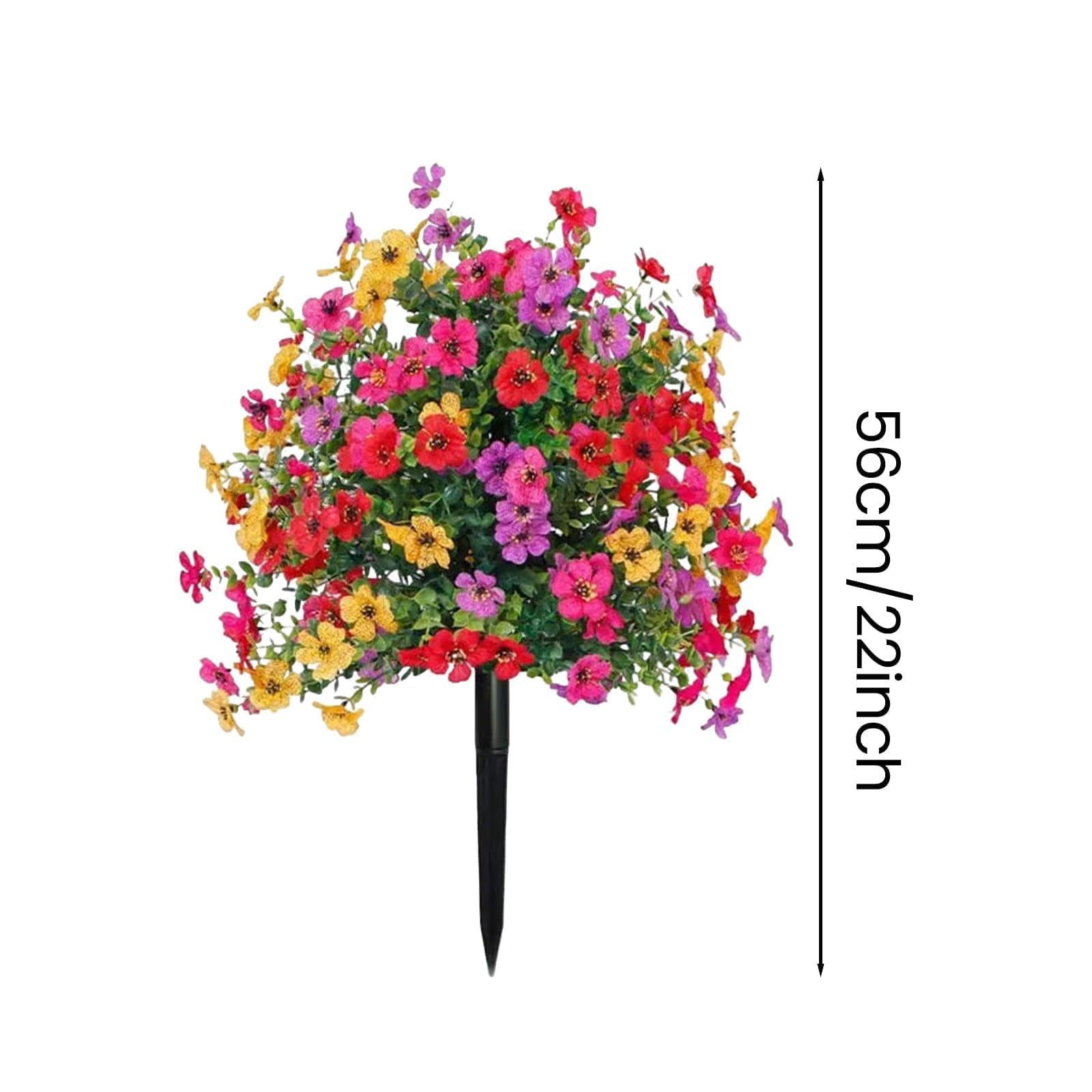 Artificial Flowers for Outdoors with Ground Stakes, 22 Inch UV Resistant Waterproof Faux Violet Blooms, Decorative Garden and Porch Display