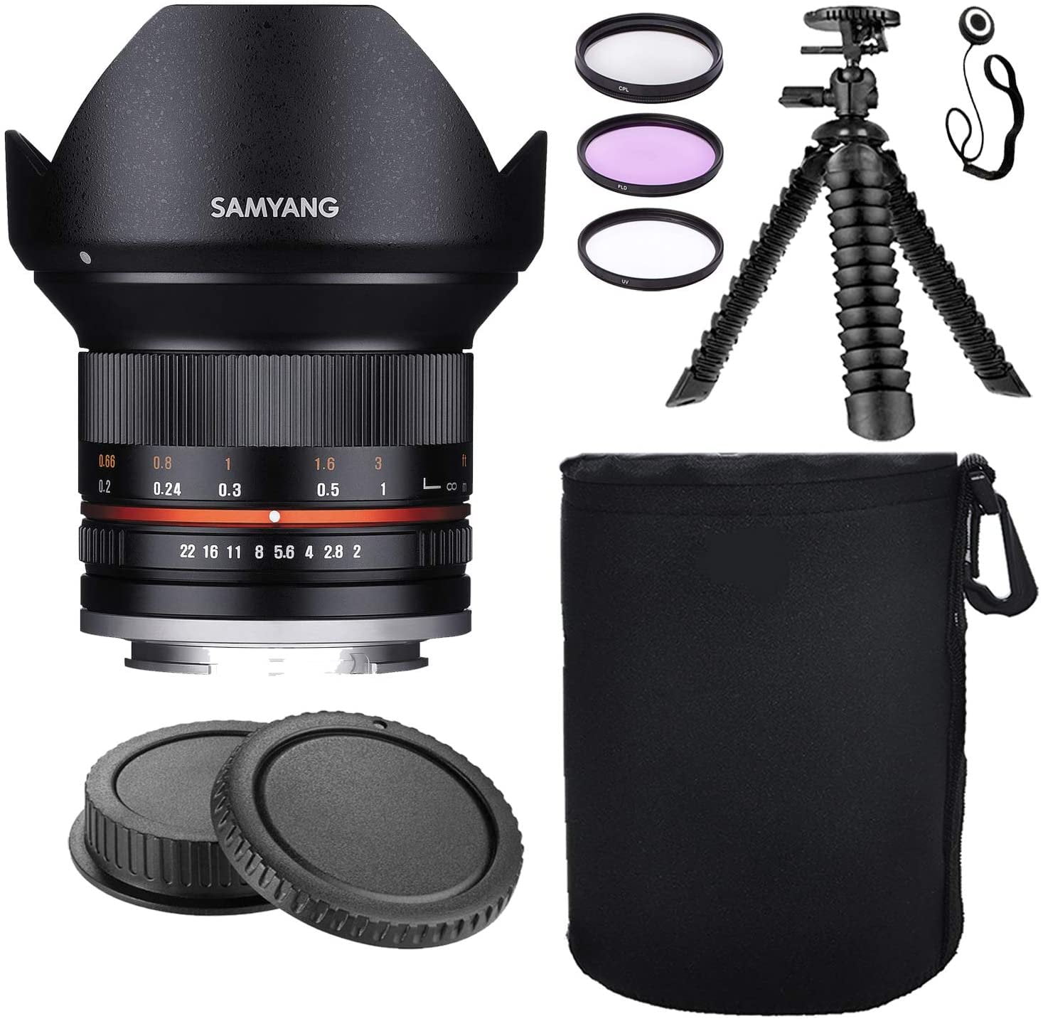 console mucus Blow Samyang SY12M-N 12mm F2.8 Full Frame Fisheye Lens for Nikon F Mount with AE  Chip w/Removable Lens Hood + Protective Lens Case, Spider Flex Tripod &  Other Accessory Bundle - Walmart.com