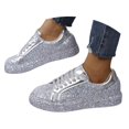 thumbnail image 3 of Wyzesi Espadrilles Rouges pour Femmes en Cuir Chaussures à Paillettes Grande Taille pour Femmes Lacets avant Commerce Extérieur Chaussures Plates Tête Ronde Bas Sport Mode Tendance, 3 of 9