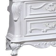 thumbnail image 4 of Benjara Venta Nightstand with 3 Drawers, 34 Inch, Carved Details, White Solid Wood, 4 of 5