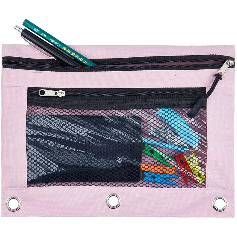 3 Rings Binder Pencil Pouch, Pencil Case with Clear Window 