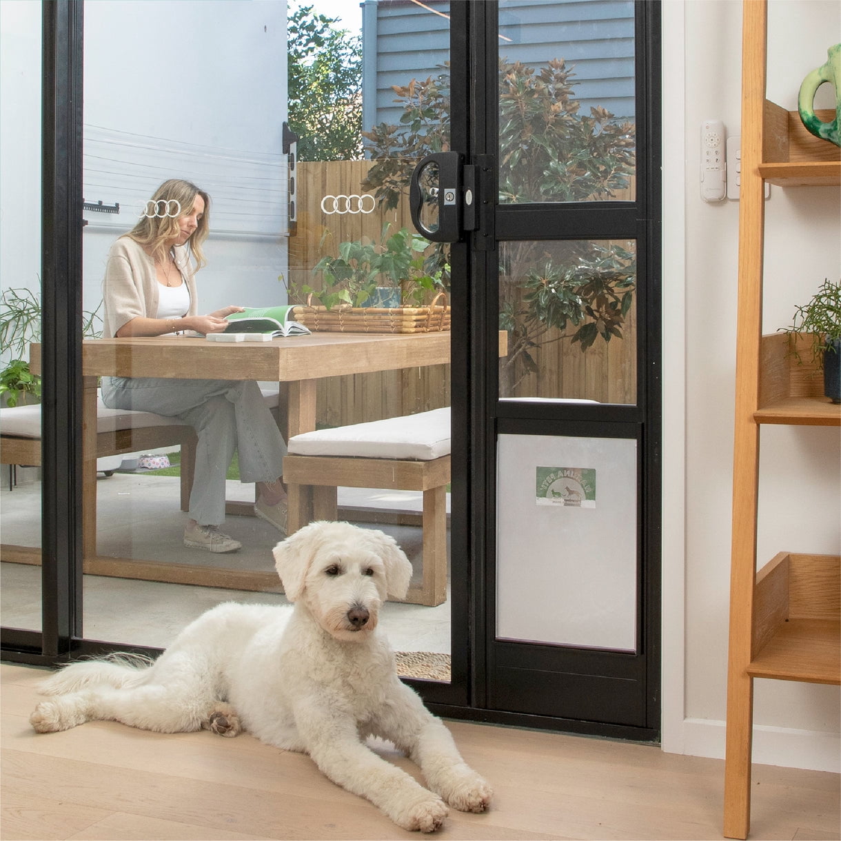 Hakuna Pets Large Black Glass Sliding Door Patio Pet Door, With Lockable Flap, Suitable for Most Sliding Doors