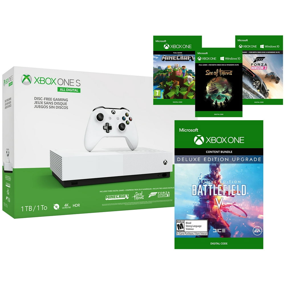 Microsoft Xbox One S AllDigital Edition Battlefield V Deluxe Bundle Plus Three Free Games 1TB