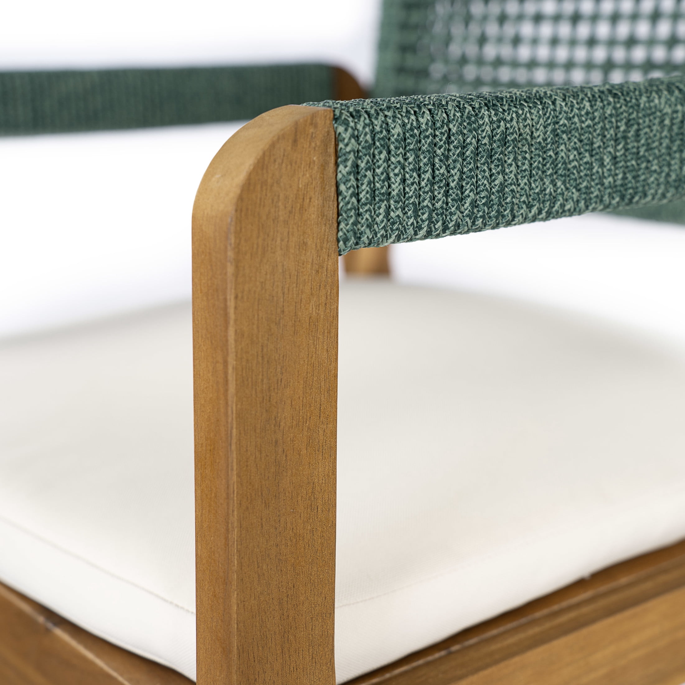 Christopher Knight Home Outdoor Counter Height Bar Stools with Rope Back and Cushions, Green, Set of 4