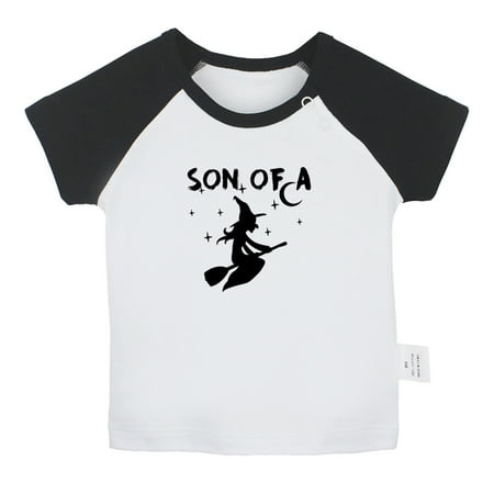 

iDzn Son of a Witch Funny T shirt For Baby Newborn Babies T-shirts Infant Tops 0-24M Kids Graphic Tees Clothing (Short Black Raglan T-shirt 6-12 Months)