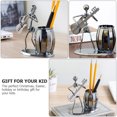 thumbnail image 4 of GOOHOCHY Figura de músico de metal con forma de guitarra, soporte para bolígrafos, decoración creativa de escritorio, 4 of 7