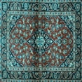 thumbnail image 1 of Ahgly Company Indoor Square Medallion Light Blue Traditional Area Rugs, 5' Square, 1 of 4