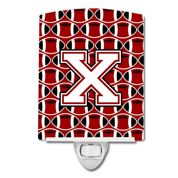 Carolines Treasures Letter X Football Cardinal & White Ceramic Night Light