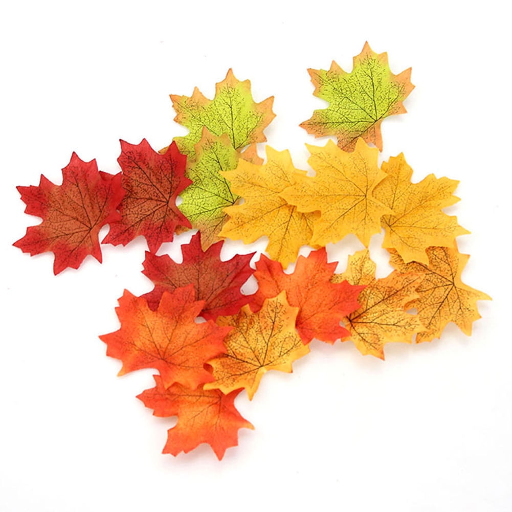 100X Autumn Maple Leaf Fall Fake Silk Leaves Wedding Party Christmas Art Decors 