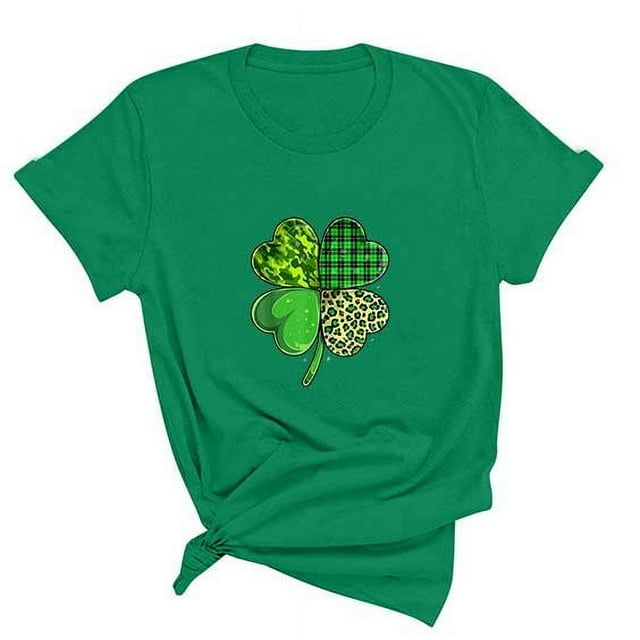 T-Shirt de la Saint-Patrick pour Femmes Mode Saint-Patrick Imprimé Col Rond Manches Courtes T-Shirt Décontracté Haut T-Shirts de la Saint-Patrick pour Femmes