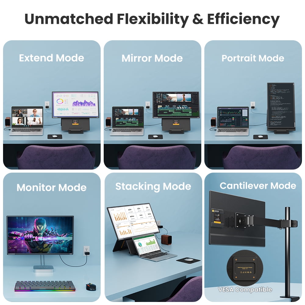 24" Large Portable Monitor, 2026 Upgraded FHD 1080P 100Hz Portable Screen for Laptop, 125% sRGB IPS Portable Second Monitor with Adjustable Stand for Windows/Mac/Linux/Chrome