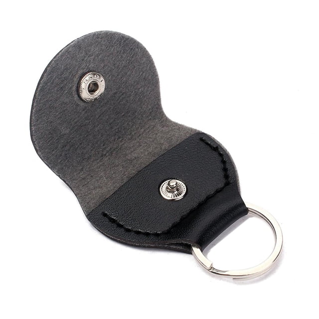 Llavero Porta Púas de Guitarra Cuero-Negro perfke Selecciones de la guitarra Holder