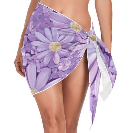 Purple Daisies Women s Bikini Sarong Wraps Swimsuit Coverups Beach Skirt Beach Dress S