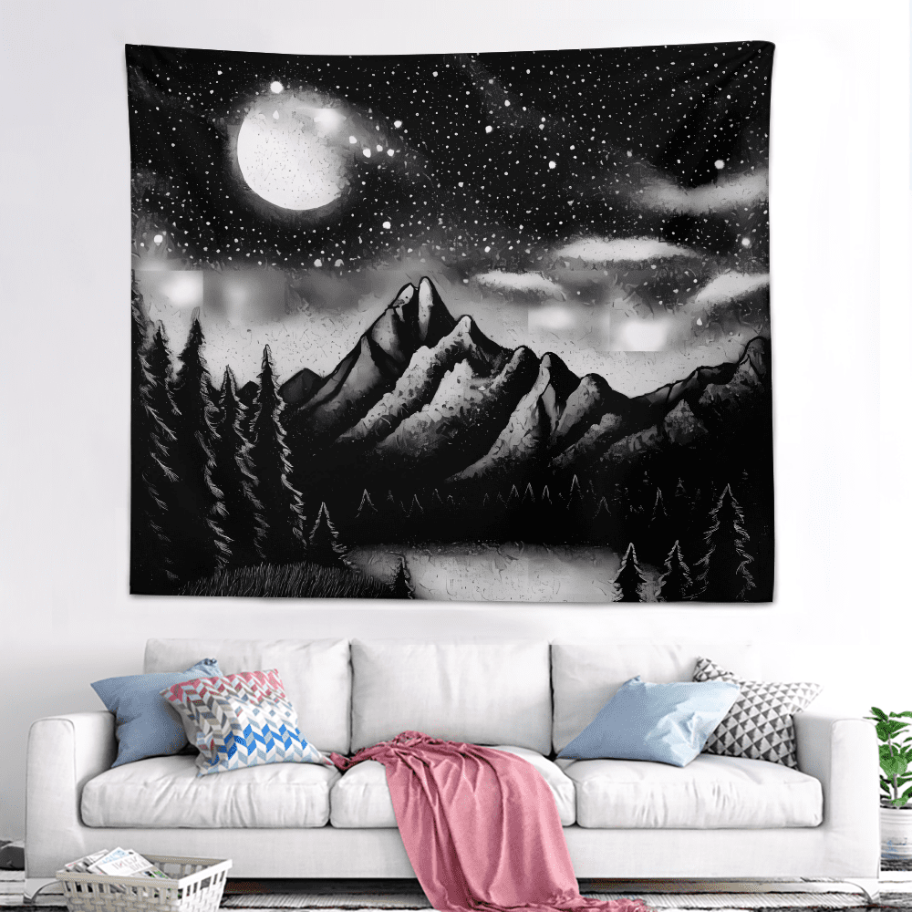 FABOTD Tapestry Wall Tapestry, Starry Night Sky Forest Tapestry, Extra