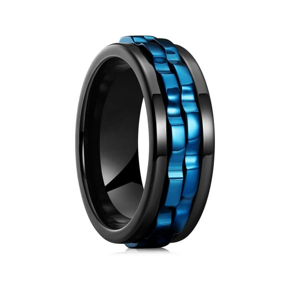1pc Fashion Cool Punk Rotating Ring - Stainless Steel Ring For Men - Wedding Party Jewelry - For Fashionable Men - Perfect Gift for Him,Black & Blue