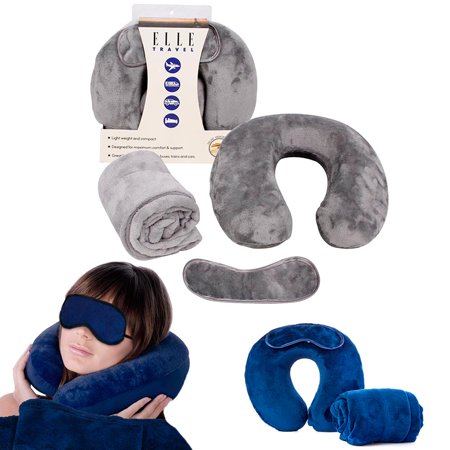 Atb Atb 3 Pc Memory Foam Travel Pillow Set Eye Mask Fleece