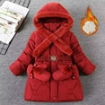 thumbnail image 2 of Winter Girls' Cotton-padded Clothes Middle-aged Children's Thickened And Velvet Medium-length Gloves Cotton-padded Clothes, 2 of 9