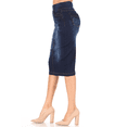 thumbnail image 2 of Fashion2Love Women's Juniors/Plus Size High Waisted Shaping Pull-On Stretch Denim Calf-Length Skirt, 2 of 8