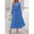 thumbnail image 2 of Vestido Maxi Boho PRETTYGARDEN de Manga Larga con Escote en V Azul Talla L, 2 of 8