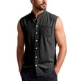 thumbnail image 5 of Tisuna Mens Sleeveless Shirts Button Down Breathable Casual Summer T-Shirts Mens Classic Collared Casual Shirts With Pocket For Sport Athletic Black Size Xxxxl, 5 of 5
