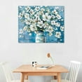 thumbnail image 2 of JRXY  Bathroom Wall Decor - Blue Flower Picture Artwork for Walls -  Blue and White Floral Wall Art for Office Bedroom Canvas Wall Art pattern1, 2 of 6