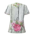 thumbnail image 4 of Naloa Vintage Wood with Floral Print T-Shirts Short Sleeve V Neck Tees for Women Fashion Tops Trendy Lightweight Soft Casual Summer Outfits Clothes, 4 of 5