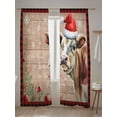 thumbnail image 5 of Christmas Sheer Curtains 96 Inch Long 2 Panels, Cow Farmhouse Snowflake Berry Wood Grain Light Filtering Rod Pocket Semi Sheer Curtains, Sheer Voile Drapes for Living Room Bedroom, 52"x96", 5 of 5