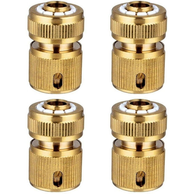 Conectores rápidos de manguera de jardín de latón de 4 piezas, conectores rápidos para manguera de riego de jardín, conectores rápidos de 1/2"