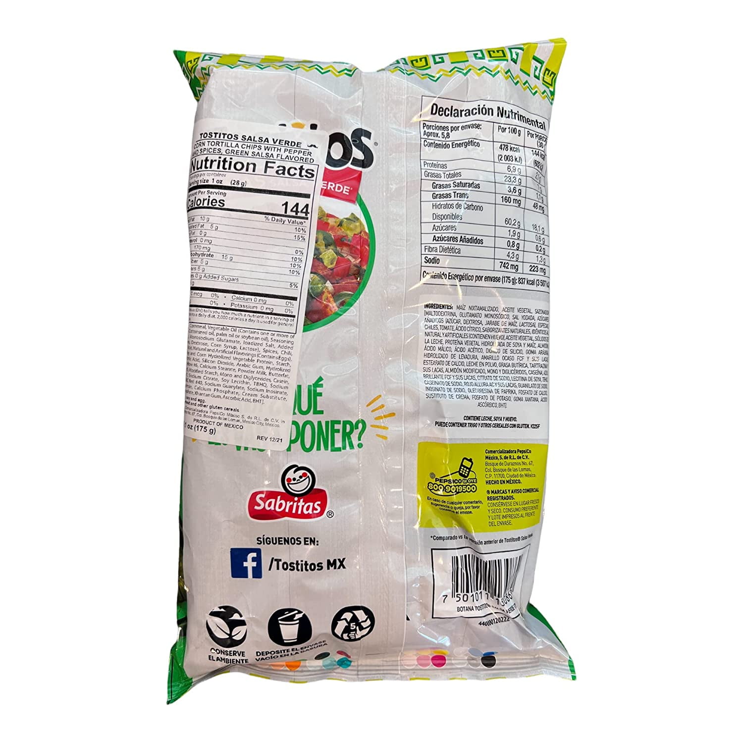 Sabritas Tostitos Salsa Verde (3 Pack) 6.1 oz